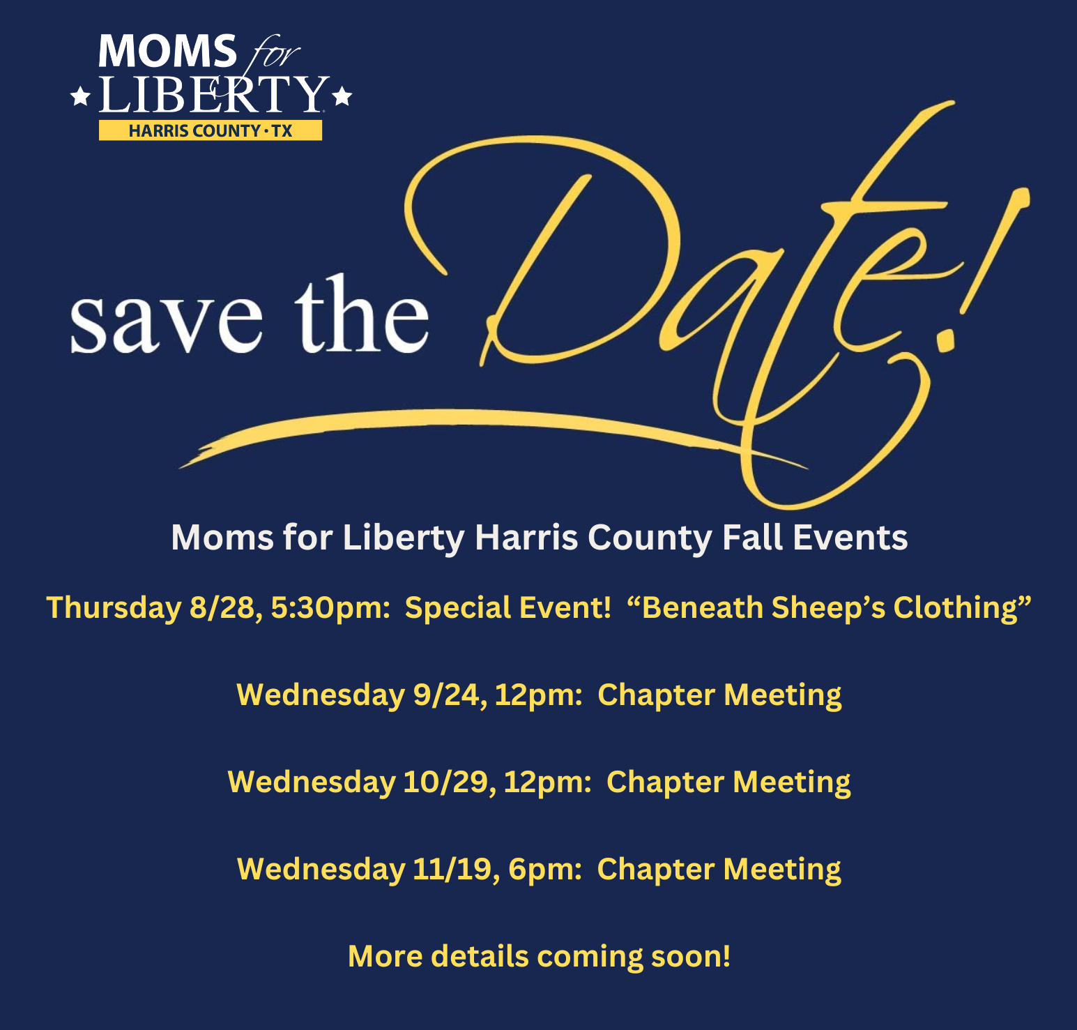  Moms for Liberty Fall 2025 Events