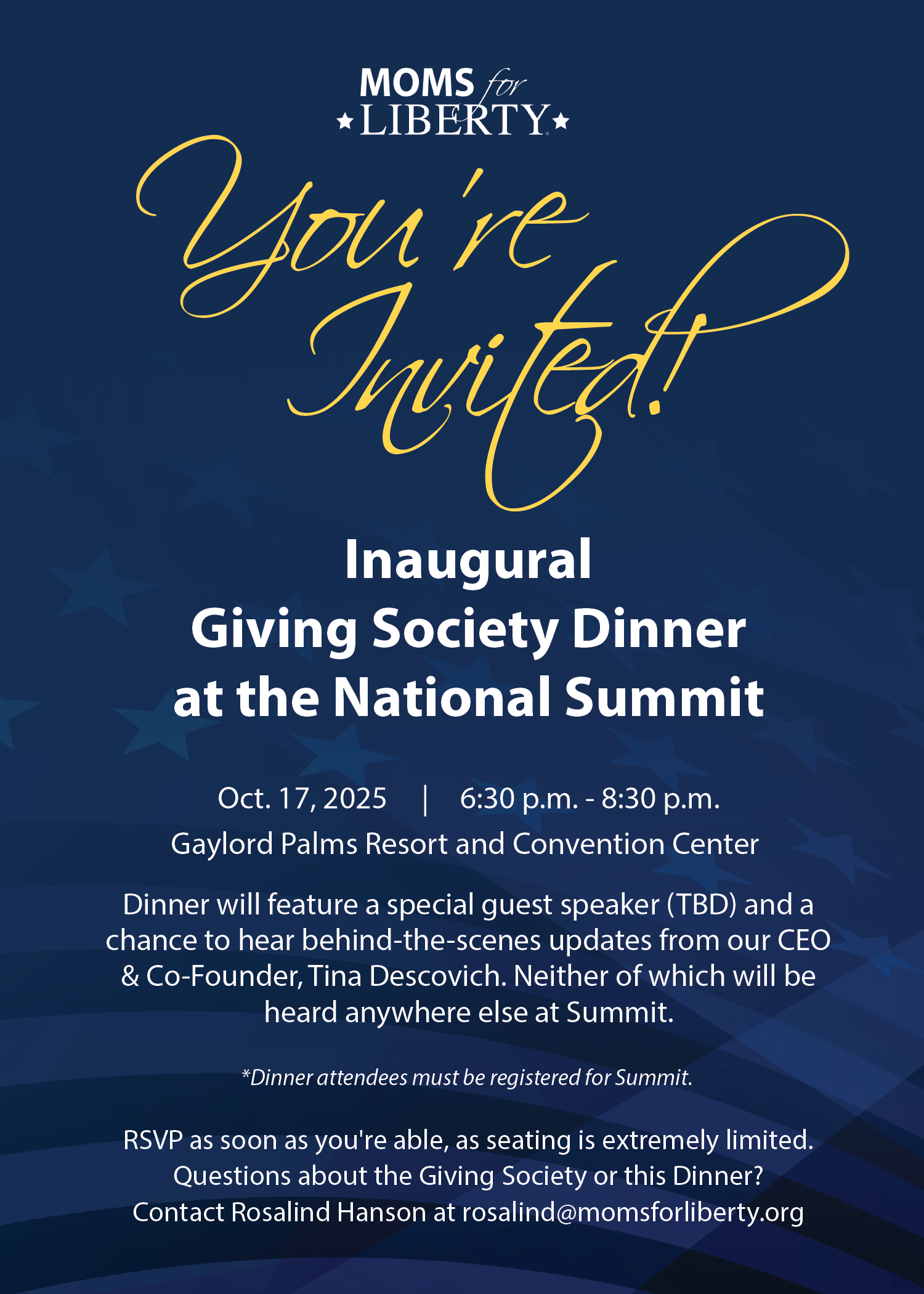 Moms for Liberty Giving Society Dinner