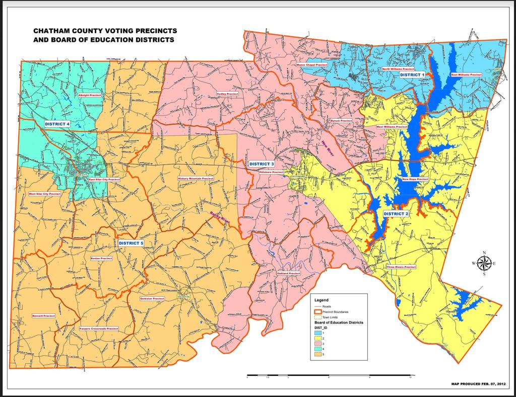 Chatham County NC Board of Education District Map