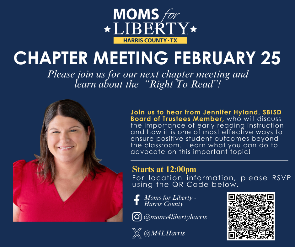 Moms for Liberty Harris County, February 2026 Chapter Meeting