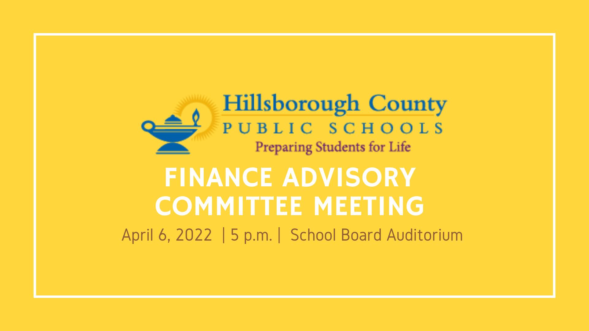 Hillsborough County Public Schools Finance Advisory Committee Meeting