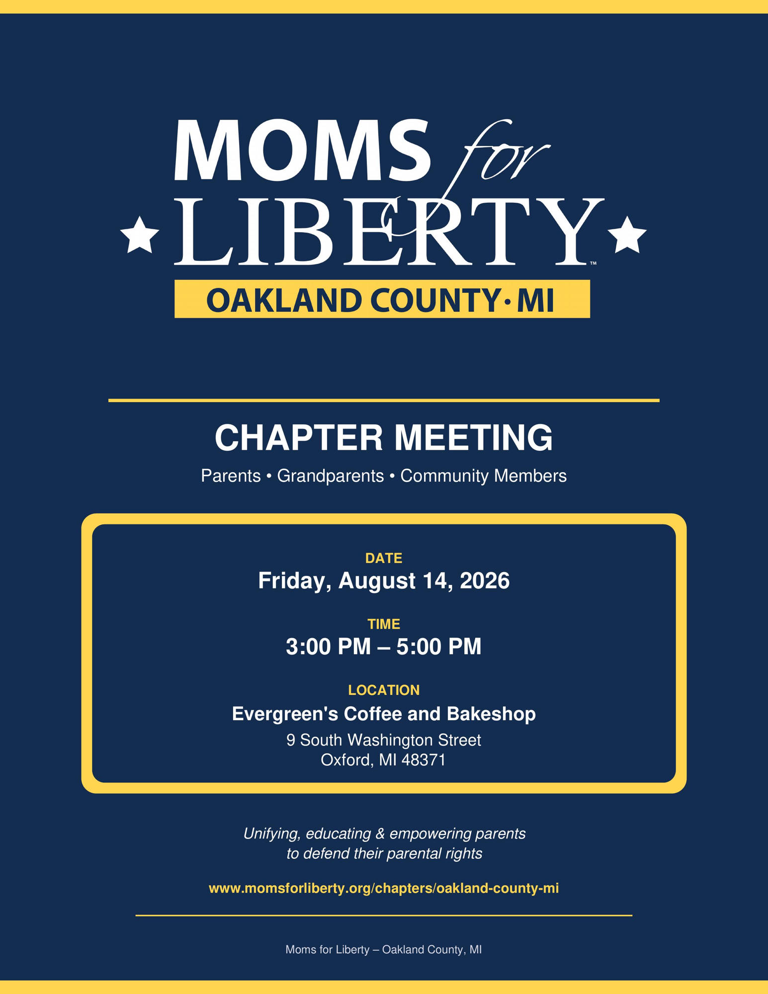 August Chapter Meeting-Oakland County MI