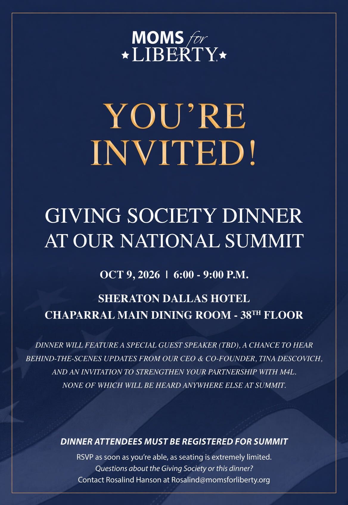 Moms for Liberty Giving Society Dinner 2026