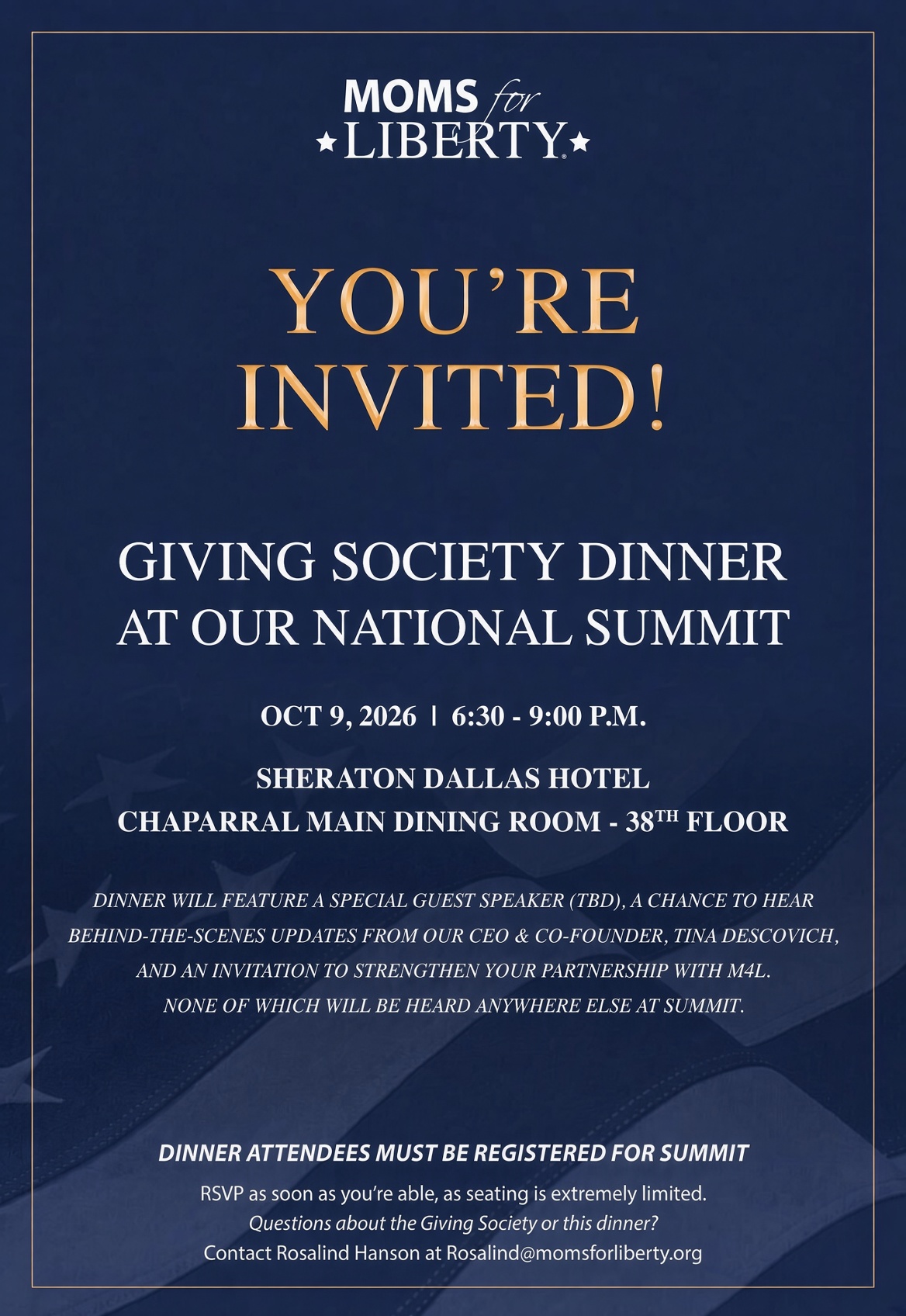 Moms for Liberty Giving Society Dinner 2026