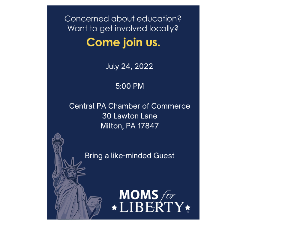 July Chapter Meeting for Moms4LIberty-Northumberland County, PA