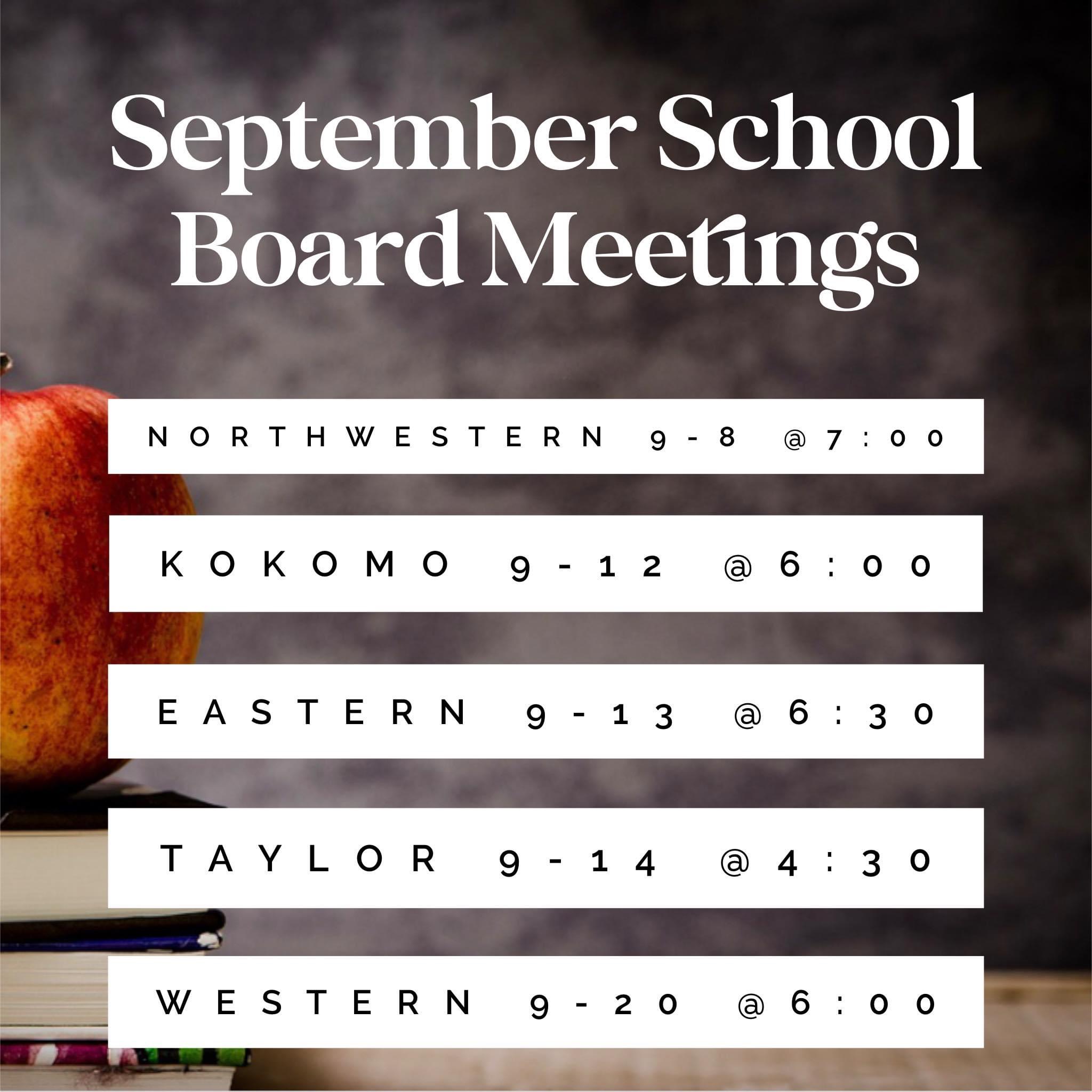 September School Board Meetings