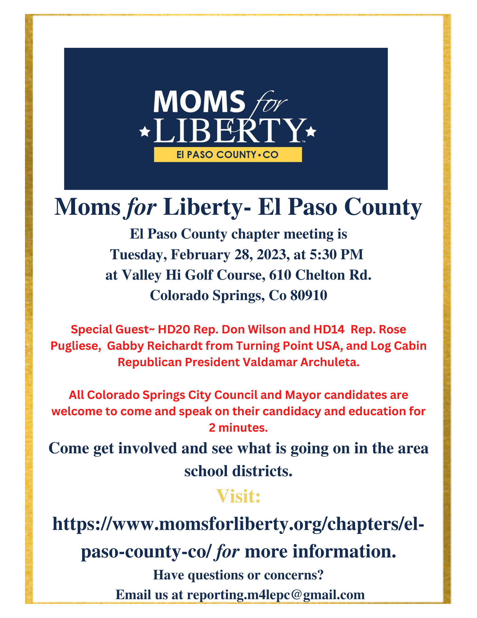 Moms For Liberty El Paso County Monthly Chapter Meeting