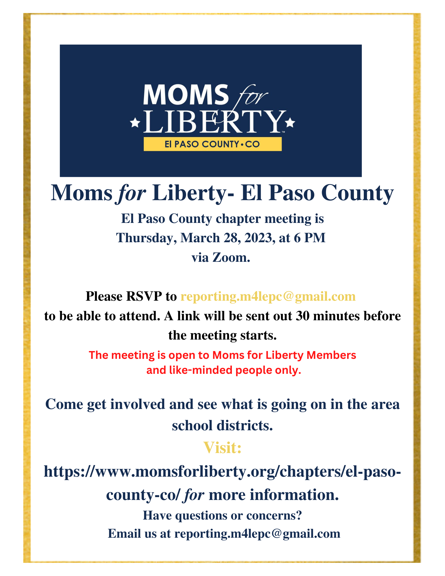 Moms for Liberty El Paso County Chapter Meeting