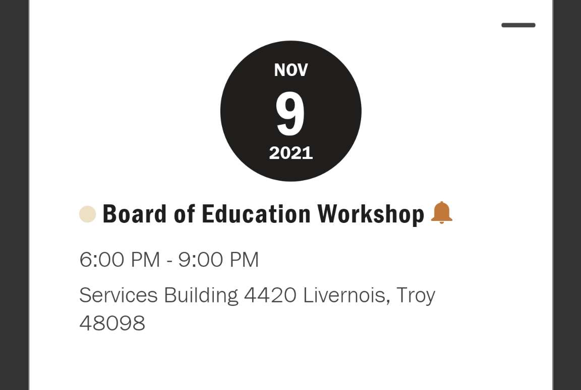 Troy School District Board of Education Workshop