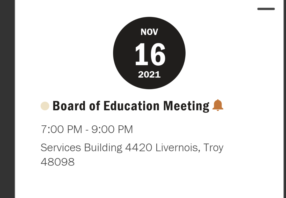 Troy School District Board of Education Meeting