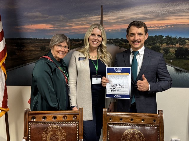 Texas Representative Briscoe Cain with Debbie Leimbach and Christie Slape