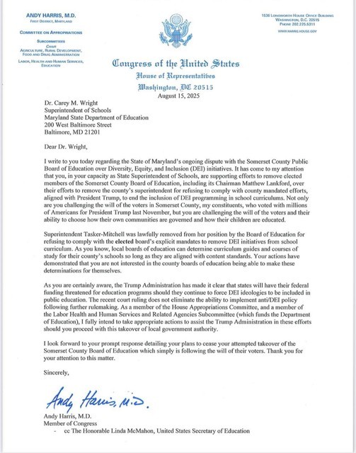 Representative  Andy Harris Addresses Trump Initiatives with Somerset County Superintendent