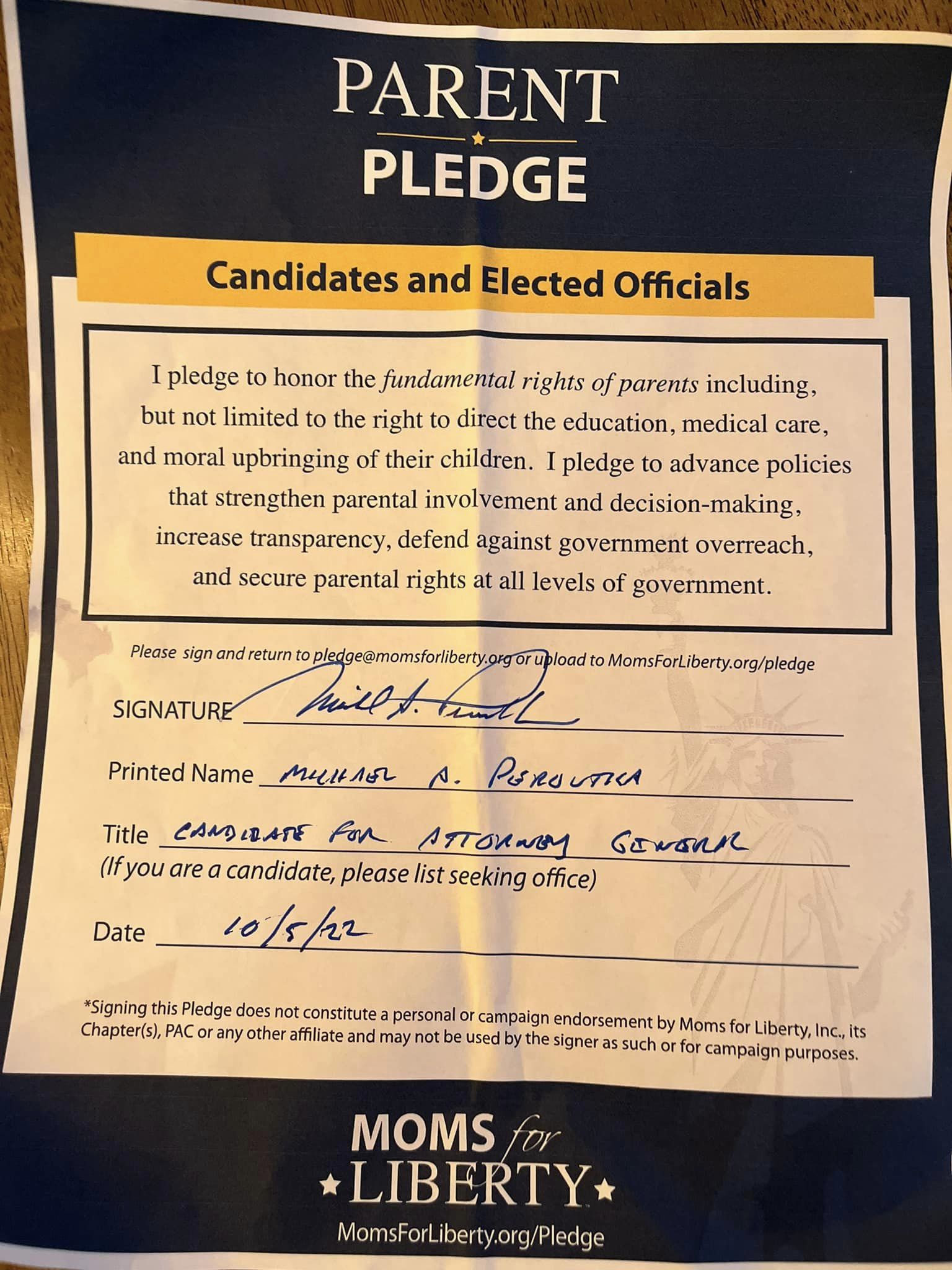 Parent Pledge Signer