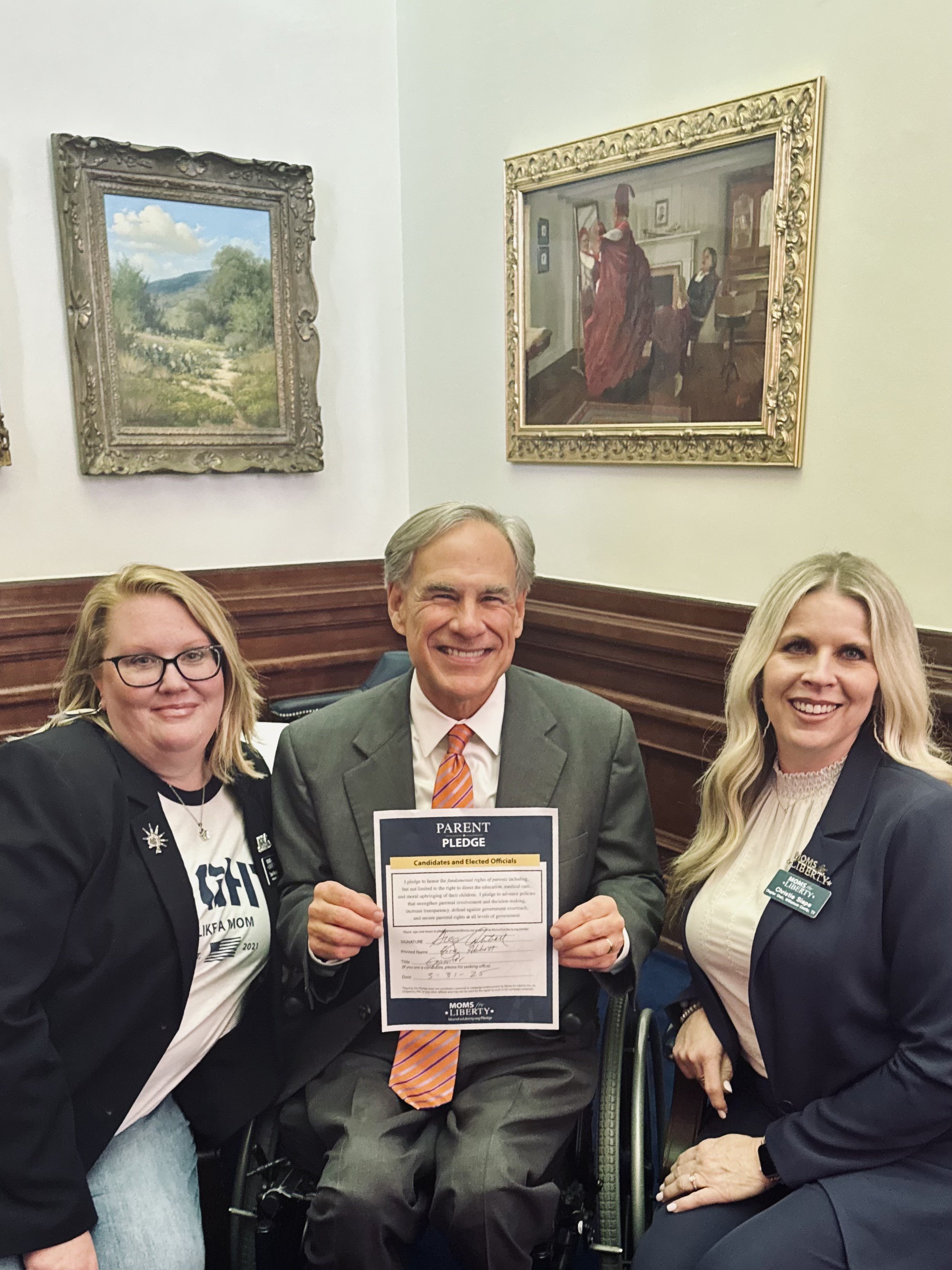 Texas Governor Greg Abbott with Tara Petsch and Christie Slape
