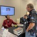 Hall County Chapter Treasurer, Mark Guilford meets with Dr. Carol Swain